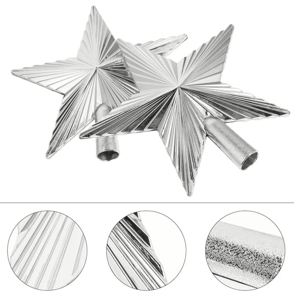HAMPPLIES 2Pcs Christmas Tree Star Silver Plastic Xmas Tree Topper For Tree Toppers 11.8X7.9X1.2In