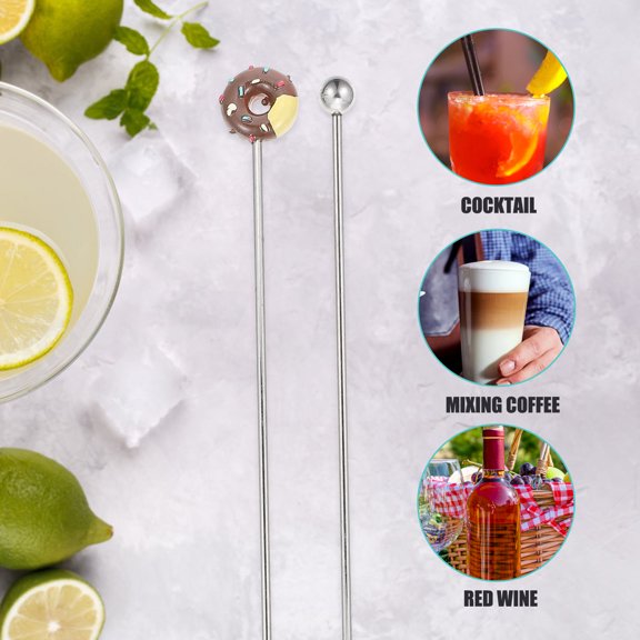 HAMPPLIES Set of 2 Stainless Steel Beverage Stirring Rods Reusable for Coffee, Cocktails, and Mixed Drinks