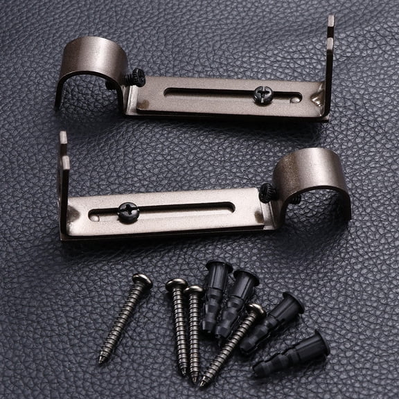 HAMPPLIES 2Pcs Vintage Coffee Curtain Rod Bracket Sturdy Iron Drapery Rod Mounting Holder