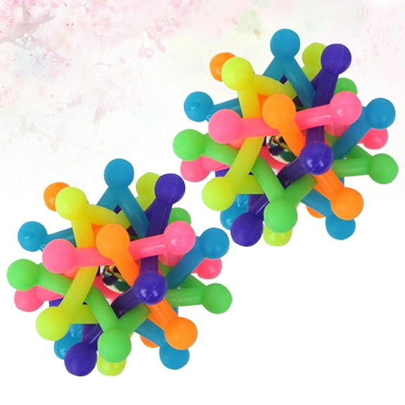 HAMPPLIES 2Pcs Dog Balls Small Meteor Ball Bell Shape for Chewing and Sound Making