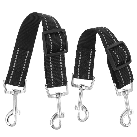 HAMPPLIES 2Pcs Double Ended Dog Collar Connector Nylon Backup Clip Lightweight Safety Strap Black