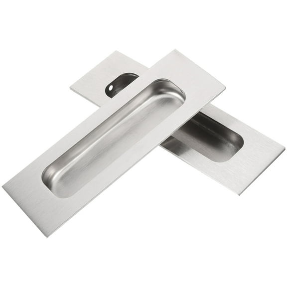 HAMPPLIES 2Pcs Recessed Barn Door Handles Stainless Steel Silver Furniture Handles Modern Minimalist