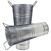 HAMPPLIES Decorative Metal Bucket Flower Buckets Silver Galvanized Iron 2Pcs
