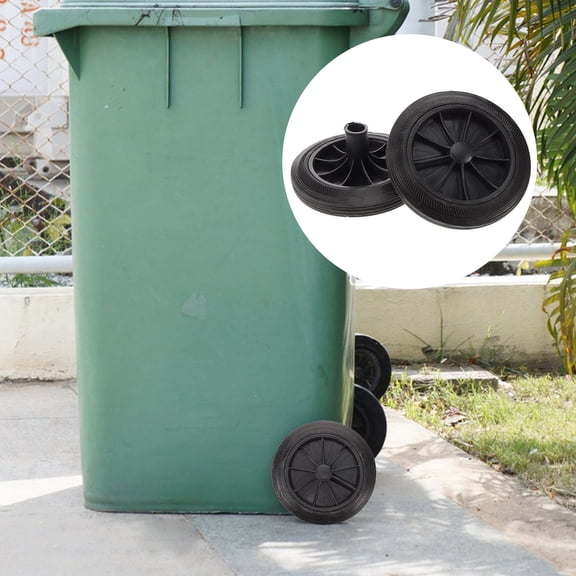 HAMPPLIES 2Pcs Garbage Can Wheel Replacement Black Sturdy Heavy Duty Wheels for Outdoor Trash Bin Use