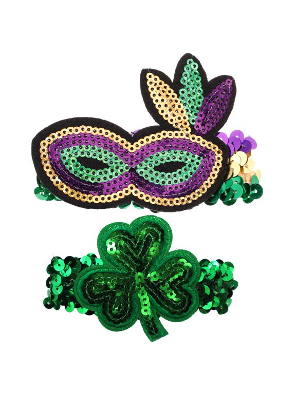 2Pcs Green Sequin Bracelet Wristband for Party Dancing with Sparkling Glitter
