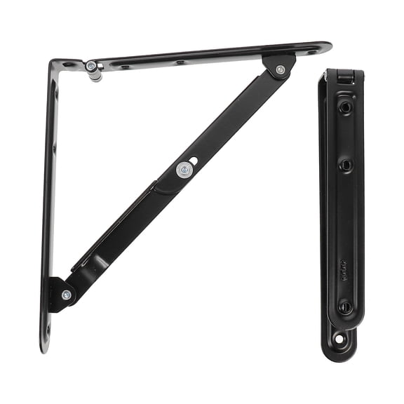 HAMPPLIES 2Pcs Heavy Duty Black Folding Storage Rack Brackets Practical Support