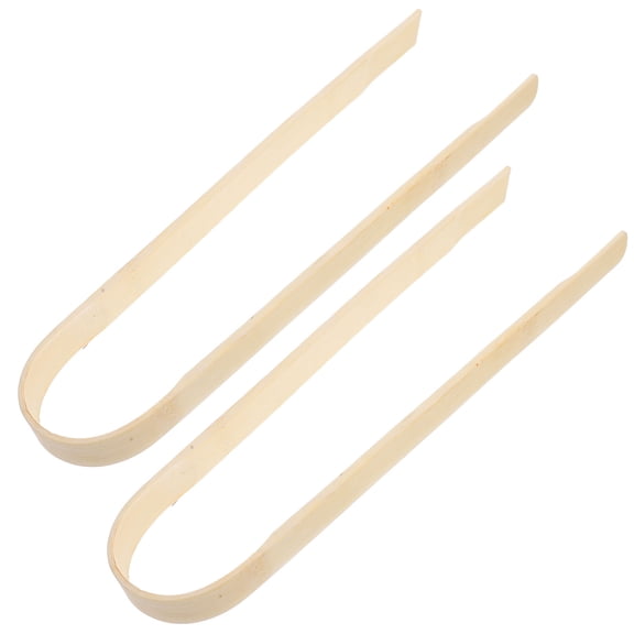 HAMPPLIES 2Pcs Khaki Bamboo Tongs 11.4x2.6x1In for Charcuterie Board Lovers
