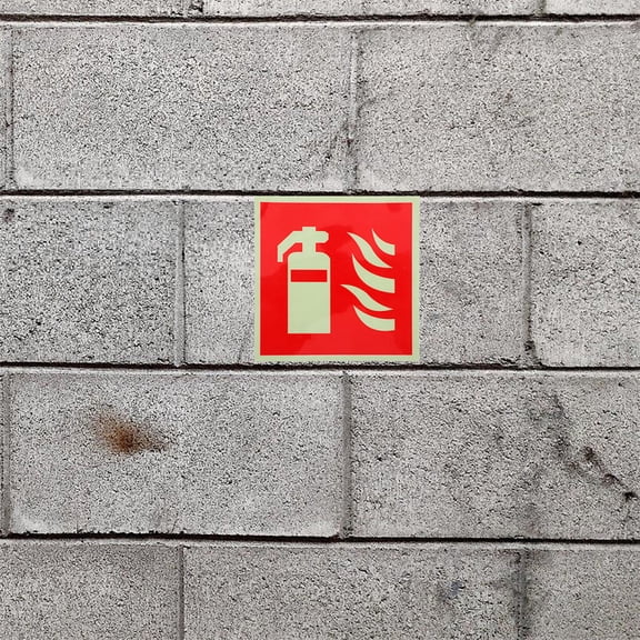 HAMPPLIES 2Pcs Luminous Film Fire Extinguisher Tag for Safety Pathways in Low-light Conditions 5.89X5.89In