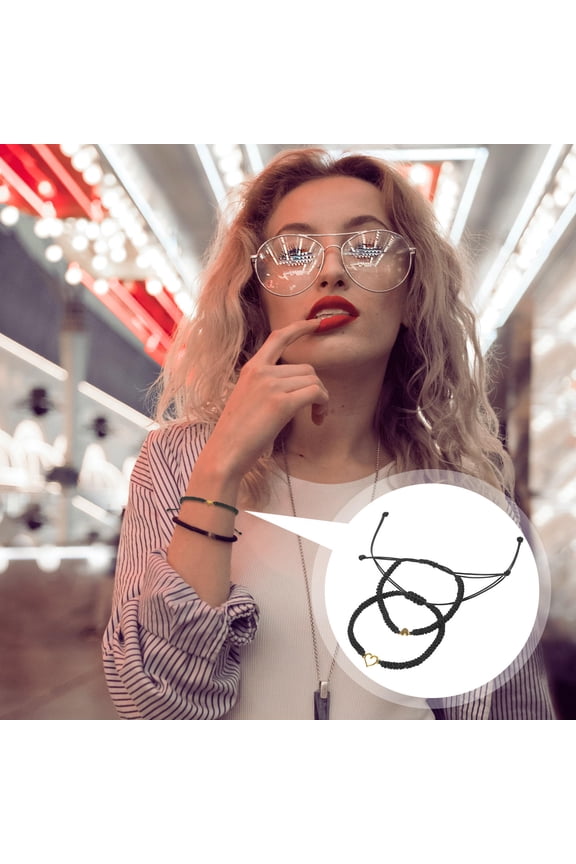 2Pcs Matching Bracelet Black Alloy Simple and Fashionable Couples