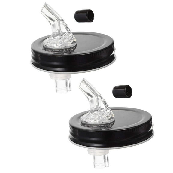 HAMPPLIES 2Pcs Olive Oil Pourer Wine Jar Spout Black Stainless Steel Acrylic Round Hosts