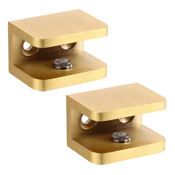 HAMPPLIES Corrosion-Resistant Golden Glass Shelf Holder, Sturdy Copper Bracket 2Pcs