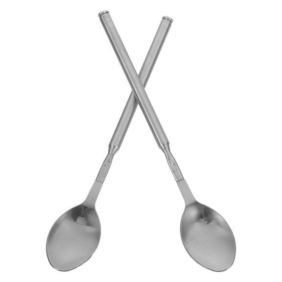 HAMPPLIES Set of 2 Extendable Stainless Steel Serving Spoons with Portable Telescopic Design for Cooking and Serving