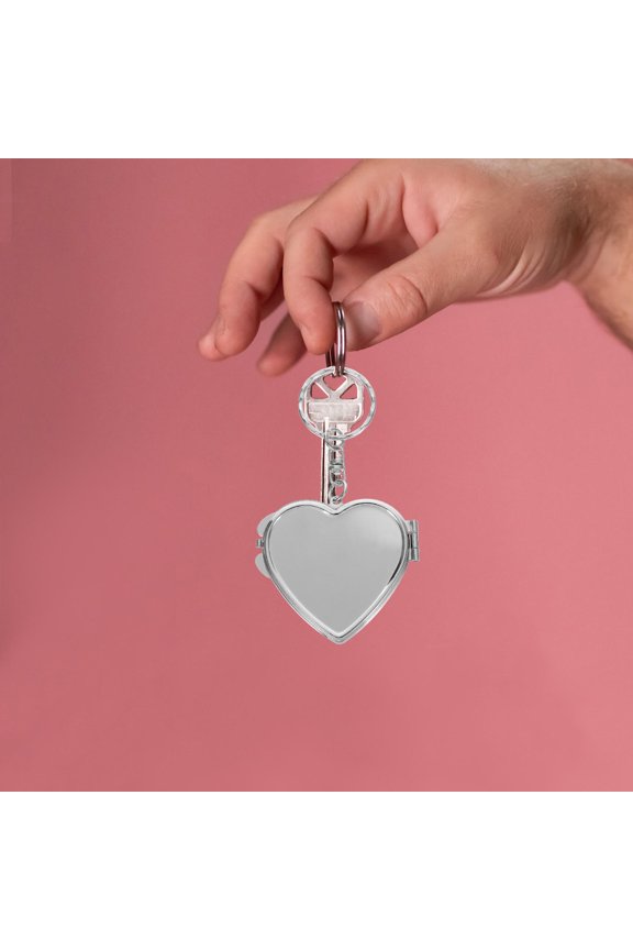 2-Pack Portable Heart-Shaped Double-Sided Compact Makeup Mirror Keychain for Purse or Bag