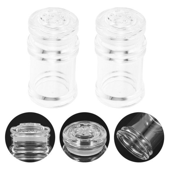 HAMPPLIES 2Pcs Refillable Salt Pepper Seasoning Bottle Crystal Spice Dispenser for Home Kitchen Use
