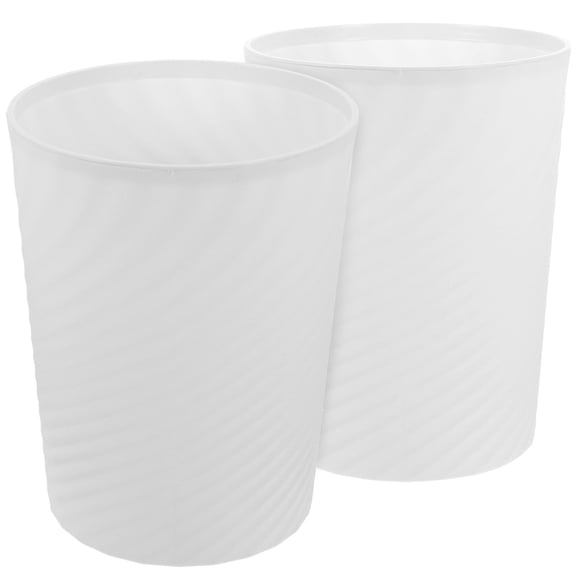 HAMPPLIES 2Pcs Space Saving Trash Wastebasket for Bedroom and Bathroom 9.82x7.86x7.86in White