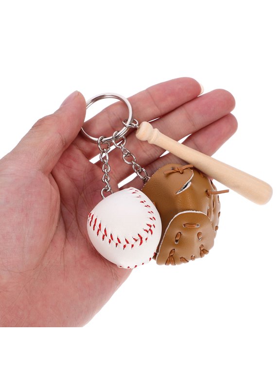 2Pcs Sports Keychain with Baseball Pendant for Bags Backpacks and Key Rings in Multi Color
