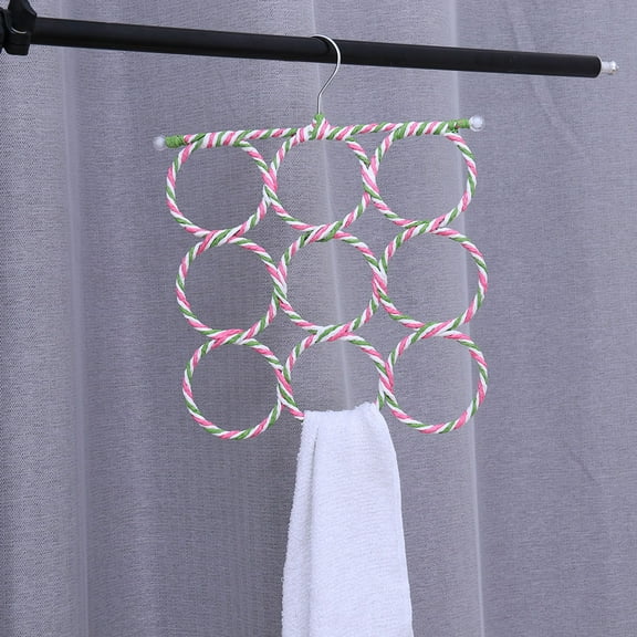 HAMPPLIES 2-Pack Foldable Paper Rattan Scarf Hangers with 9 Each, Closet Organizer in Assorted Colors