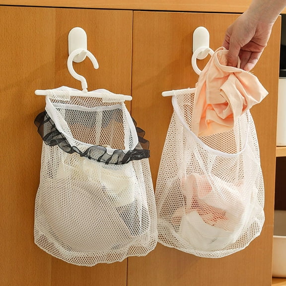 HAMPPLIES 2Pcs Sturdy Wall-Hanging Net Organizer Bag for Toys and Sundries Assorted Color 9.6X8.7in PP
