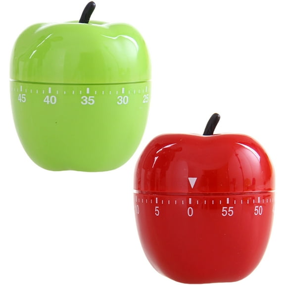 HAMPPLIES 2Pcs Unique Fruit Timer Green Red Plastic 7.5x6.5cm Cooking Baking