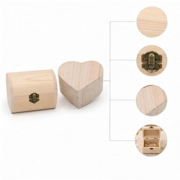 HAMPPLIES 2Pcs Wooden DIY Box Beige Raw Wood Box Smooth Surface for Craft Projects and Home Decor