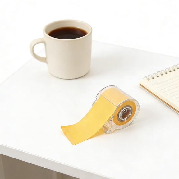 HAMPPLIES 2Pcs Yellow Self Adhesive Memo Pads with Full Stick Design Portable Notes Roll for Office Use