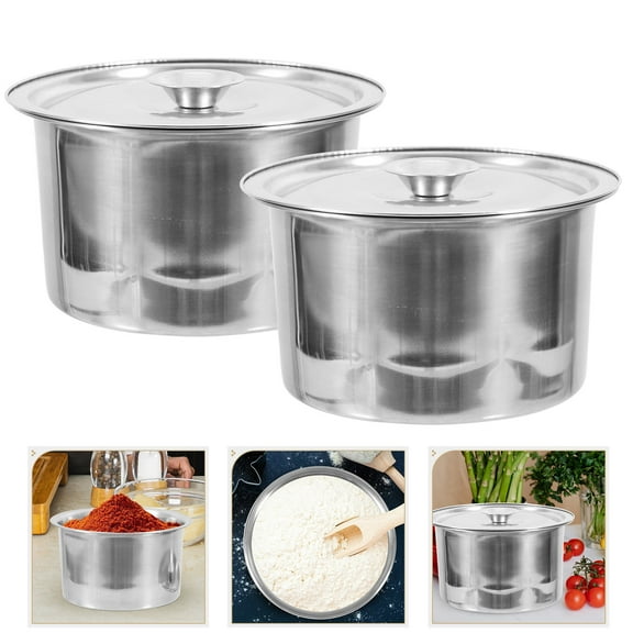HAMPPLIES 2Set Round Seasoning Containers for Chefs 9.43X8.65X2.36in