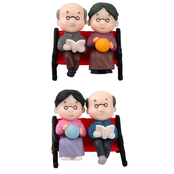 HAMPPLIES 2Sets Micro Landscape Decoration Blue Pink Mini Bench Car Dashboard Decor Mini Garden