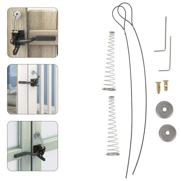 HAMPPLIES 2Sets Spring Gate Latch with Black Power Coated for Outdoor Use and Wooden Fences