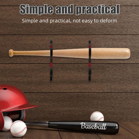 HAMPPLIES 2Pcs Black Baseball Bat Wall Mount Rack for Home Storage and Stylish Display