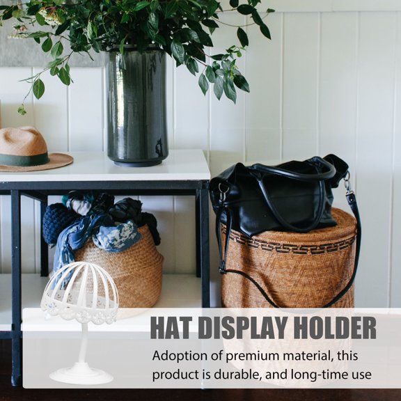 HAMPPLIES 2pcs Hat Rack Stand White PE Dome Design Hat Showcase Display for Store Owners