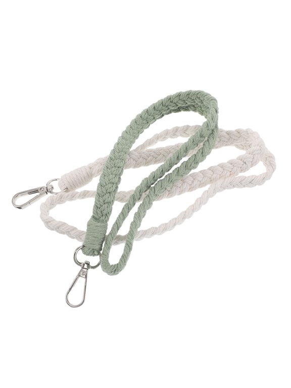 2pcs Macrame Keychain Lanyard: Cotton Rope Keychain Necklace Strap For Phone Keys Or Id Badge Woven Braided Key Holder Hanging Lanyard