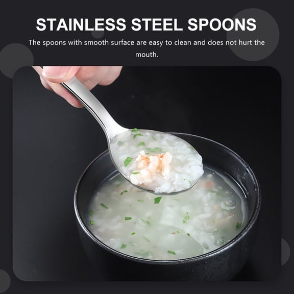 HAMPPLIES Set of 2 Small Stainless Steel Dessert Spoons for Eating Ice Cream, Pudding, and More