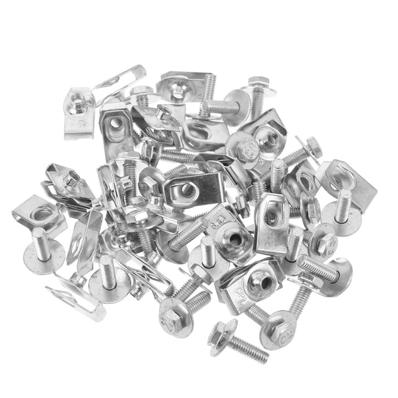 HAMPPLIES Plated Silver Metal U Nut Fasteners for Car Body Panels Automotive Specialty Parts 30Pairs