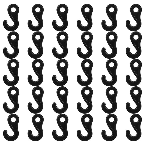 HAMPPLIES 30Pcs Black Plastic Camping Hooks Tent Rope Fasteners for Outdoor Canopy and Gear