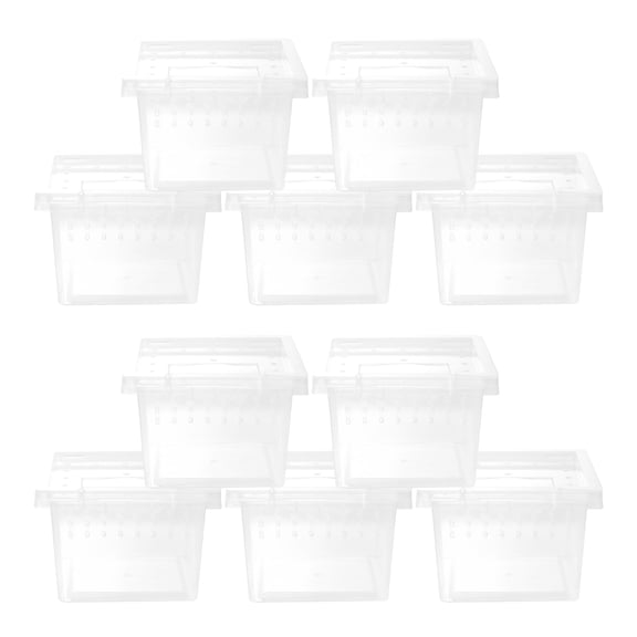 HAMPPLIES 30Pcs Clear Plastic Reptile Habitat with Builtin Sunbathing Platform for Small Reptile and Spider