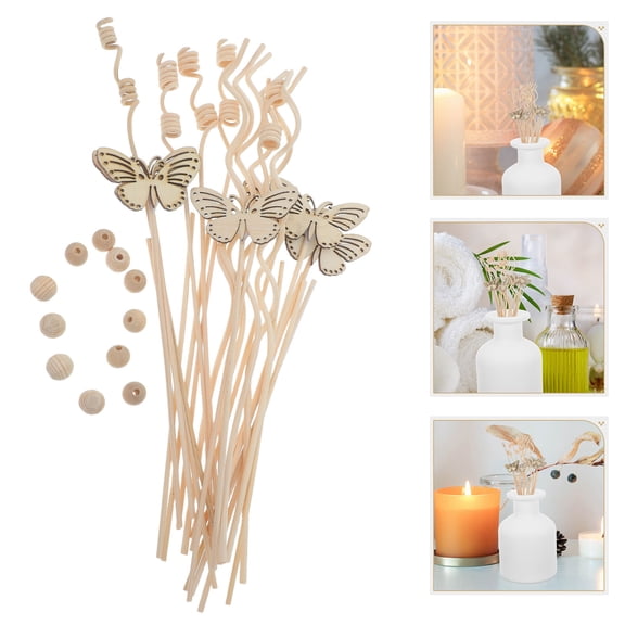 HAMPPLIES 30 Pcs Khaki Reed Diffuser Sticks, Oil Diffuser Replacement Refill Sticks for Home Aromatherapy Decor, Design