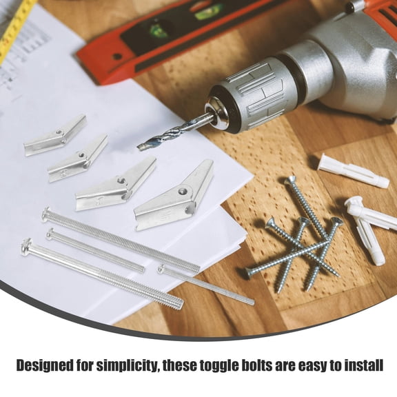 HAMPPLIES 32Pcs Plated Silver Metal Toggle Bolts for Drywall Easy to Install Fasteners