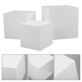 HAMPPLIES 3Pcs Acrylic Display Cube White Multi-Functional Storage Boxes for Desktop Organization