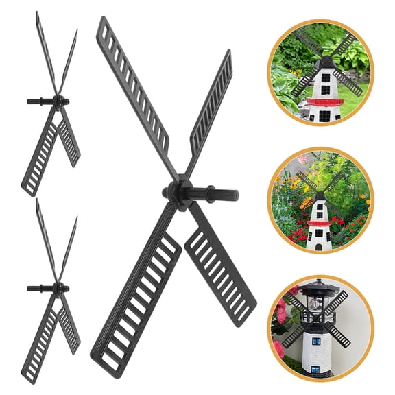 HAMPPLIES 3-Pack Black Plastic Windmill Fan Blades Replacement for Outdoor Garden Weatherproof Use
