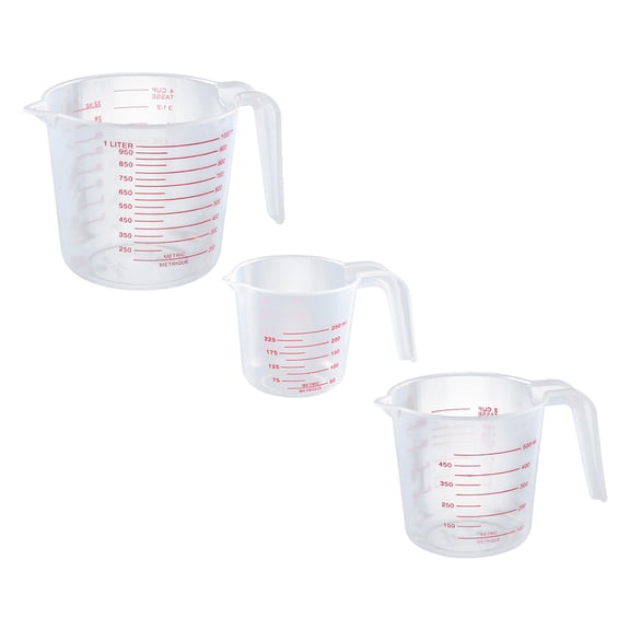 HAMPPLIES 3Pcs Clear Plastic Baking Measuring Cups with Liquid Scale for Kitchen