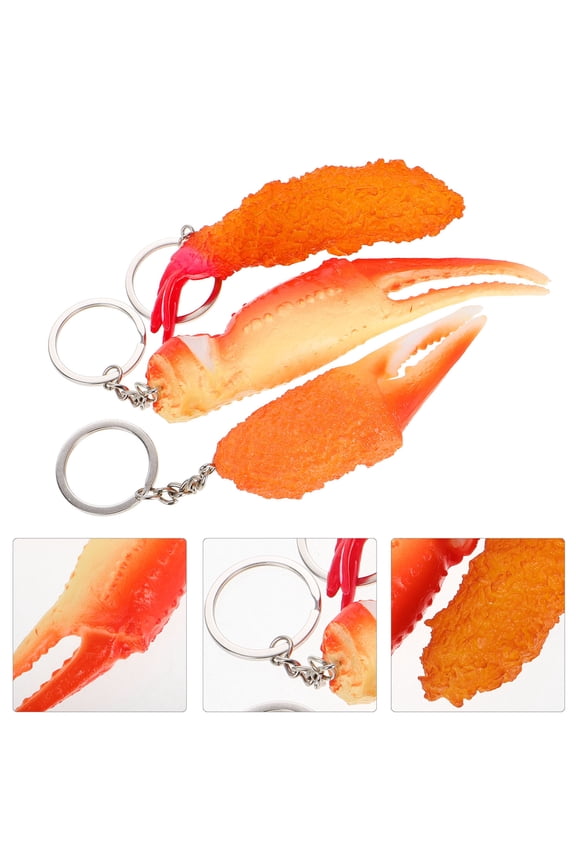 3Pcs Assorted Color Crab Claw Keychain Accessory for Backpack Bag Ornament