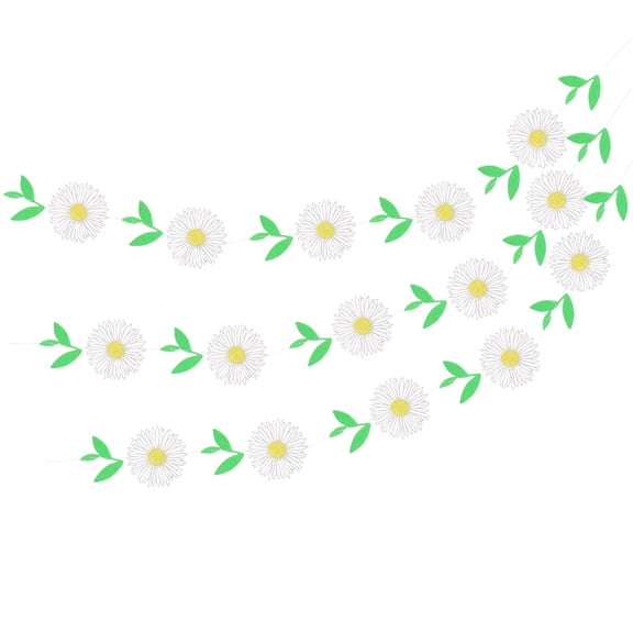 HAMPPLIES 3Pcs Daisy Flower Banner Spring Flower Garland Party Planners Girls Women Home Decoration 4.72X4.72X0.39in