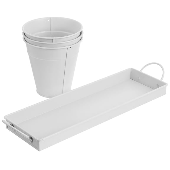 HAMPPLIES 3Pcs Metal Rustic Flower Holders in Light Grey for Home and Garden 12.6X4.5in