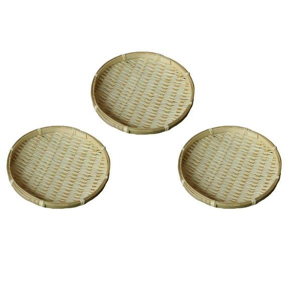 HAMPPLIES Woven Fruit Basket Pastry Plate Synthetic Material Assorted Color 3Pcs