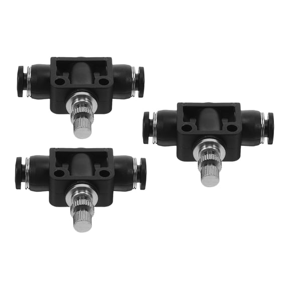 HAMPPLIES 3Pcs Black Plastic Body Pneumatic Air Valve Push to Connect Tube Fitting for Air Cylinders