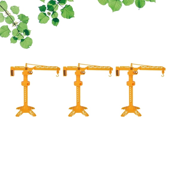 HAMPPLIES 3-Piece Mini Tower Crane Toy Set with Rotating Plastic Crane for Realistic Simulation Fun