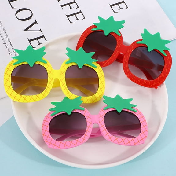 HAMPPLIES 3Pcs Toddler Sunglasses Girls Festive Style Pineapple Design For Little Girls Birthday And Carnival