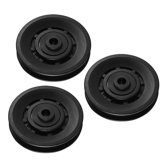 HAMPPLIES 3Pcs Gym Pulley Black Fitness Bearing Wheel Durable Plastic Core
