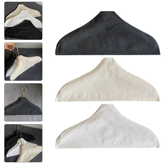 HAMPPLIES 3Pcs White Cotton Hanger Shoulder Covers Dustproof Non Slip for Men in Closet