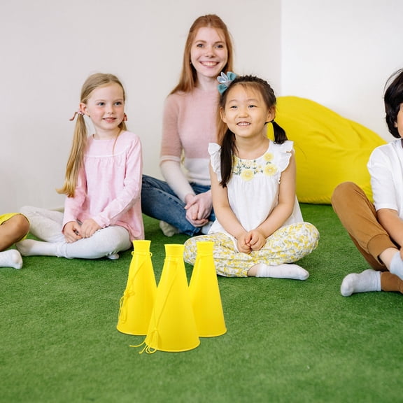 HAMPPLIES 3Pcs Portable Yellow Party Horns Noise Makers for Football Game Atmosphere